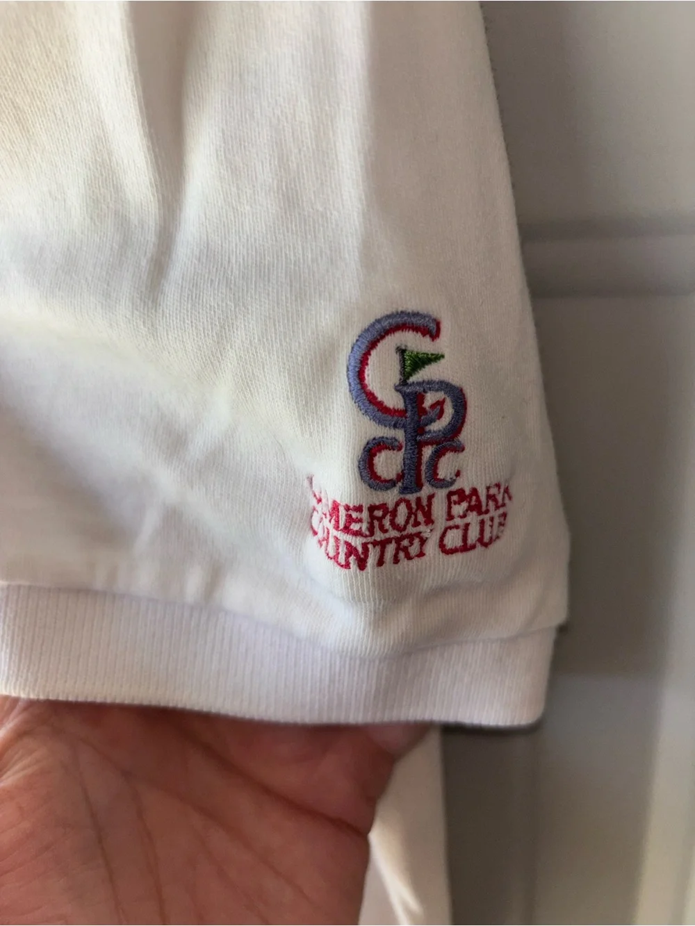 Polo Ralph Lauren ivory country club branded polo shirt size L *Flaw*
